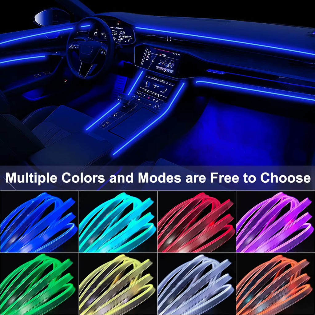 Car Led Lights Interior, Rgb 5 in 1 Ambient Lighting Kits with 236 Inches Fiber Optic, Interior Car Led Strip Lights with Wirele